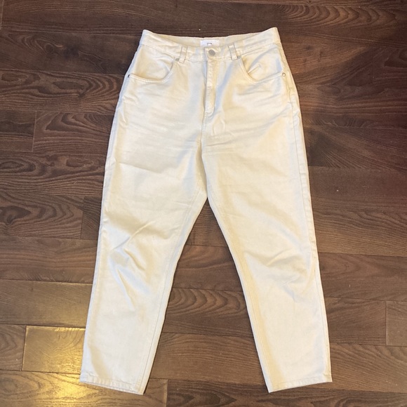 KOTN high waisted tapered white trouser, denim, women's 8 - Picture 3 of 6